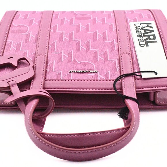 Karl Lagerfeld Interstellar K/Ikonik Pink Leather Tote Handbag - Picture 11 of 16